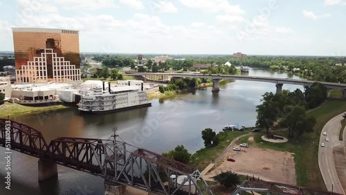 Aerial flying over Shreveport, Louisiana, Red River, Drone View, Amazing Landscape photo