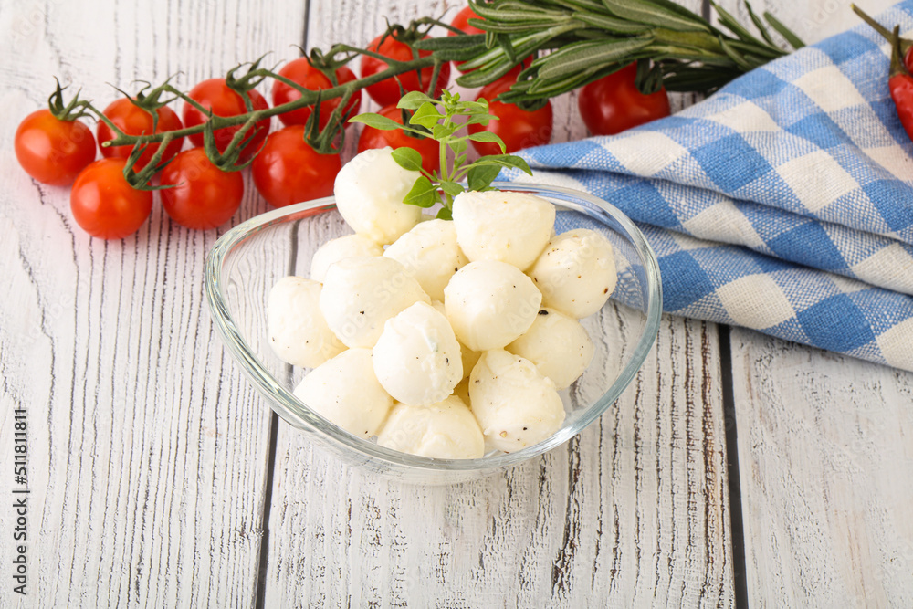 Mozzarella cheese balls in the bowl Mozzarella cheese balls in the bowl