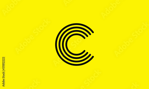 C logo icon design template element. black and yellow concept.