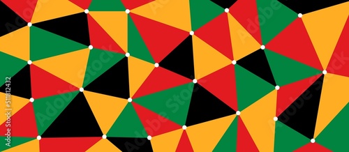 Black History Month. Juneteenth Color theme abstract triangle Background.  Independence, Freedom or Emancipation day. Annual American holiday June 19. Horizontal banner backdrop vector illustration