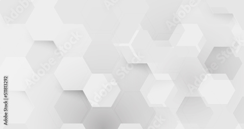 Abstract white and grey geometric hexagon with futuristic technology digital hi tech concept background