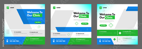 Healthcare and medical service social media post Layout Set 