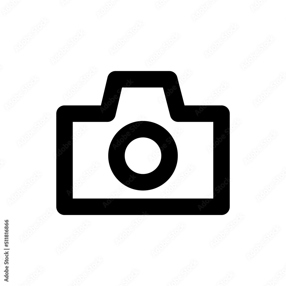 Simple camera icon, Vector outline icon on white background. Simple camera icon, Vector outline icon on white background.