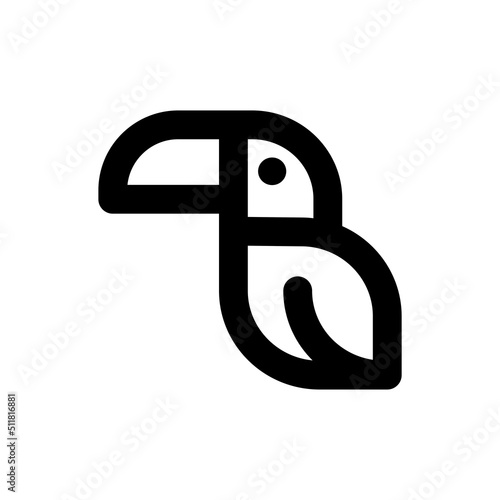 Simple toucan bird icon, Vector outline icon on white background.