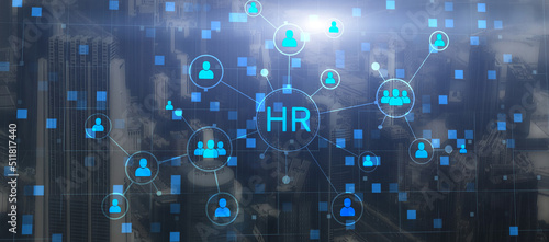HR management. Human Resources. Recruitment business network concept. Group of teamwork photo