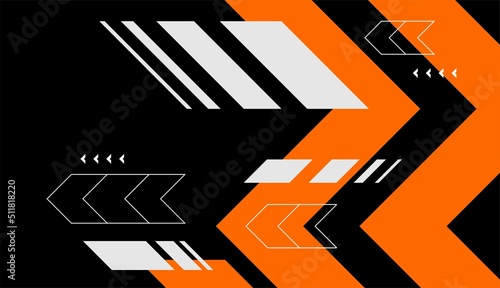 Orange and white abstract shapes with black background vector design