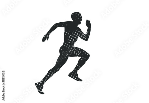 Fototapeta Naklejka Na Ścianę i Meble -  Running man silhouette icon shape symbol line. Sport athlete people sign logo. Vector illustration image. Isolated on white background.	
