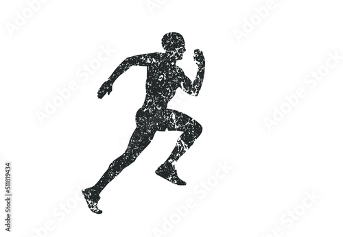 Running man silhouette icon shape symbol line. Sport athlete people sign logo. Vector illustration image. Isolated on white background.   © ville