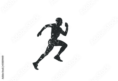 Fototapeta Naklejka Na Ścianę i Meble -  Running man silhouette icon shape symbol line. Sport athlete people sign logo. Vector illustration image. Isolated on white background.	
