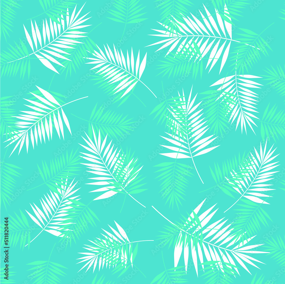 Palm leaf seamless pattern jpeg image illustration. Tropical leaves of palm tree. Seamless pattern. Palm leaves illustration pattern with tropical jungle plant. Seamless wallpaper. Green colors jpg 