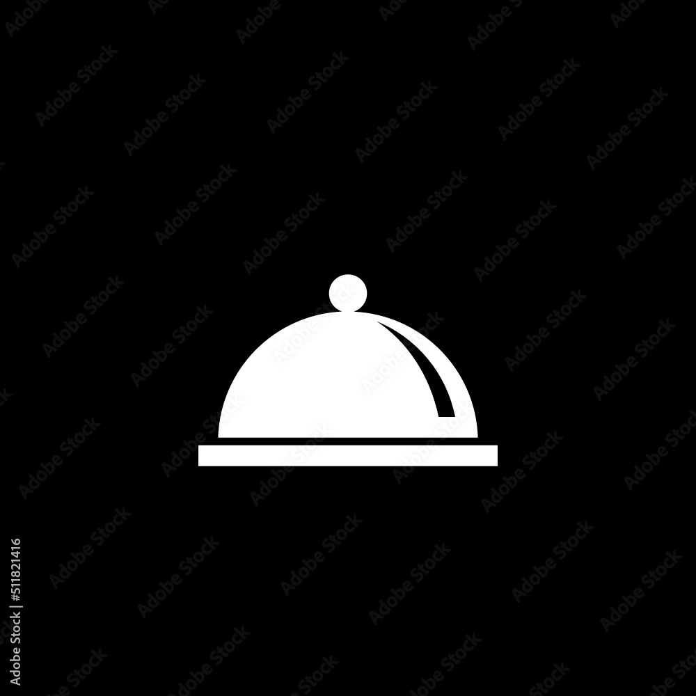 Food serving hood design template. Food cover logo isolated on dark background Food serving hood design template. Food cover logo isolated on dark background