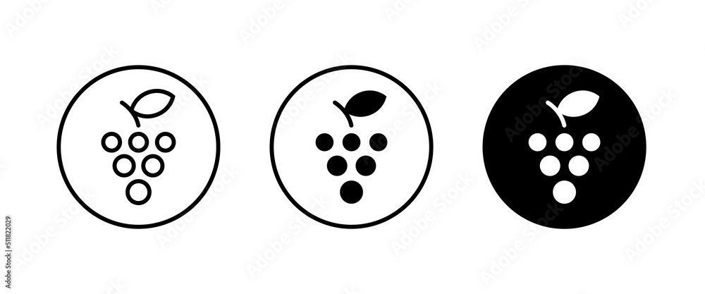 Grape Icon Food Fruits, bunches of grapes icons editable stroke, flat design style isolated on white Grape Icon Food Fruits, bunches of grapes icons editable stroke, flat design style isolated on white