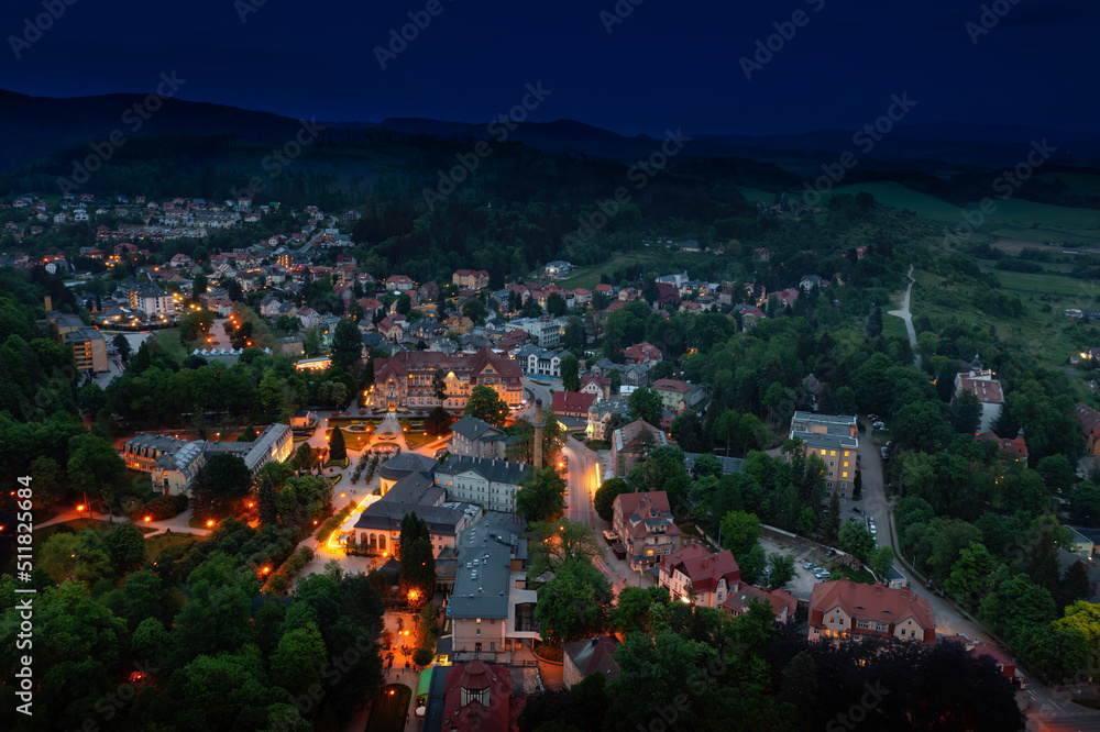 Aerial view of Kudowa Zdroj -  a mountain town located in Poland, Europe.