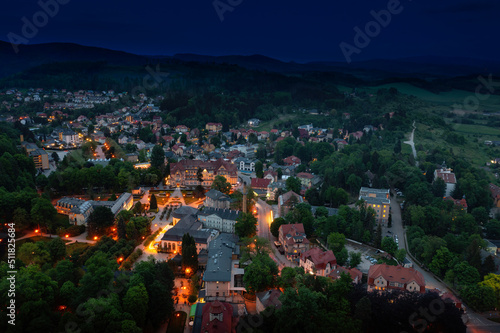 Aerial view of Kudowa Zdroj - a mountain town located in Poland, Europe.