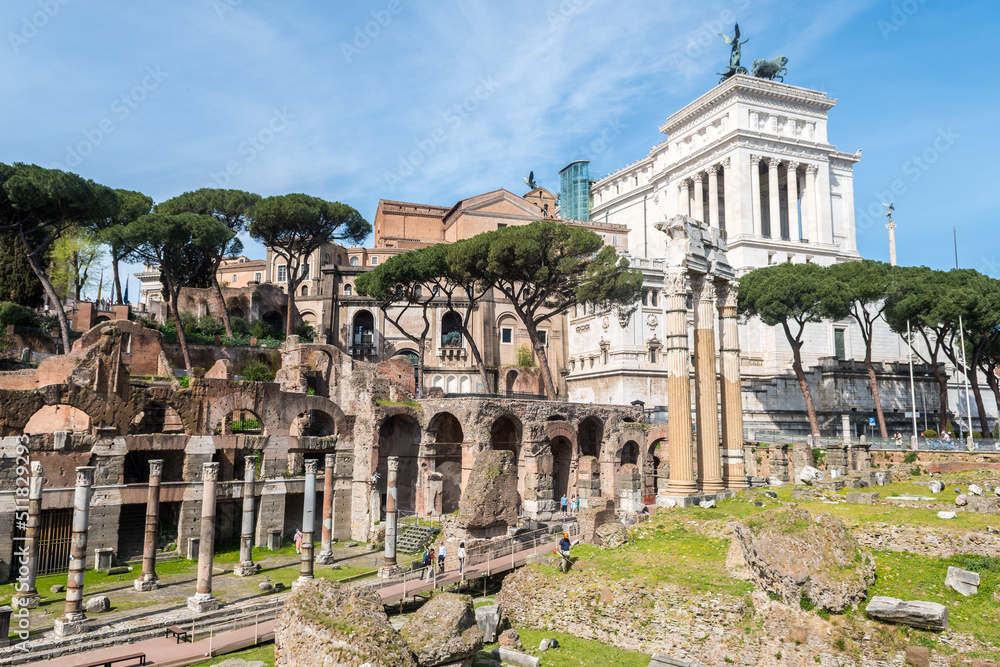 views of roman forum from palatine mountain, Rome	