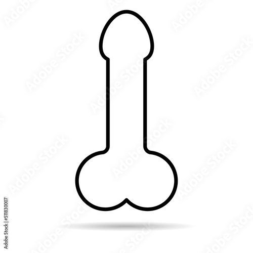 Man anatomy organ shadow, penis pictogram icon, masculine genital web graphic vector illustration photo