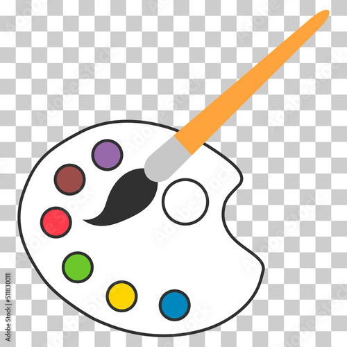 Flat art tool palette with paints color, artist web design graphic vector illustration