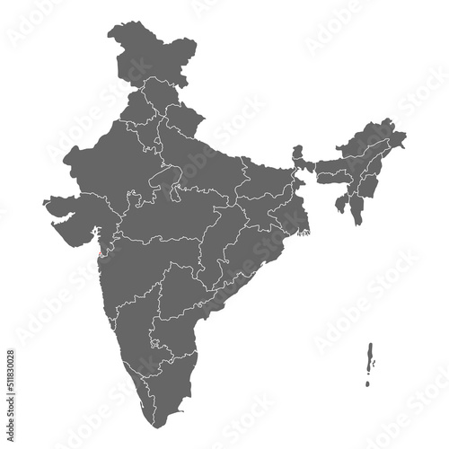 India map graphic, travel geography icon, indian region DAMAN, vector illustration