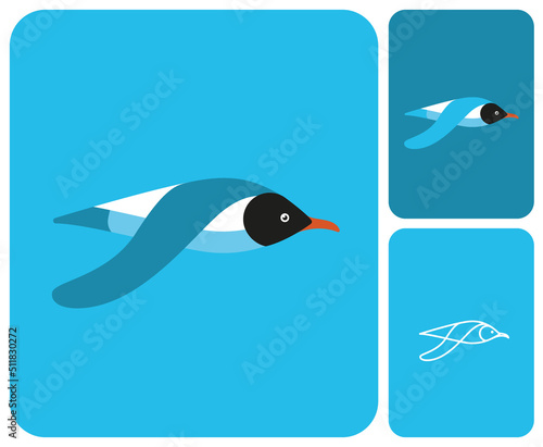 illustration de mouette, oiseau de bord de mer, lac, rivière, mouette rieuse, oiseau, emblème, image de marque