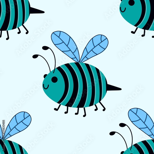 Kids seamless bee pattern for fabrics and packaging and gifts and cards and linens and wrapping paper © Tetiana