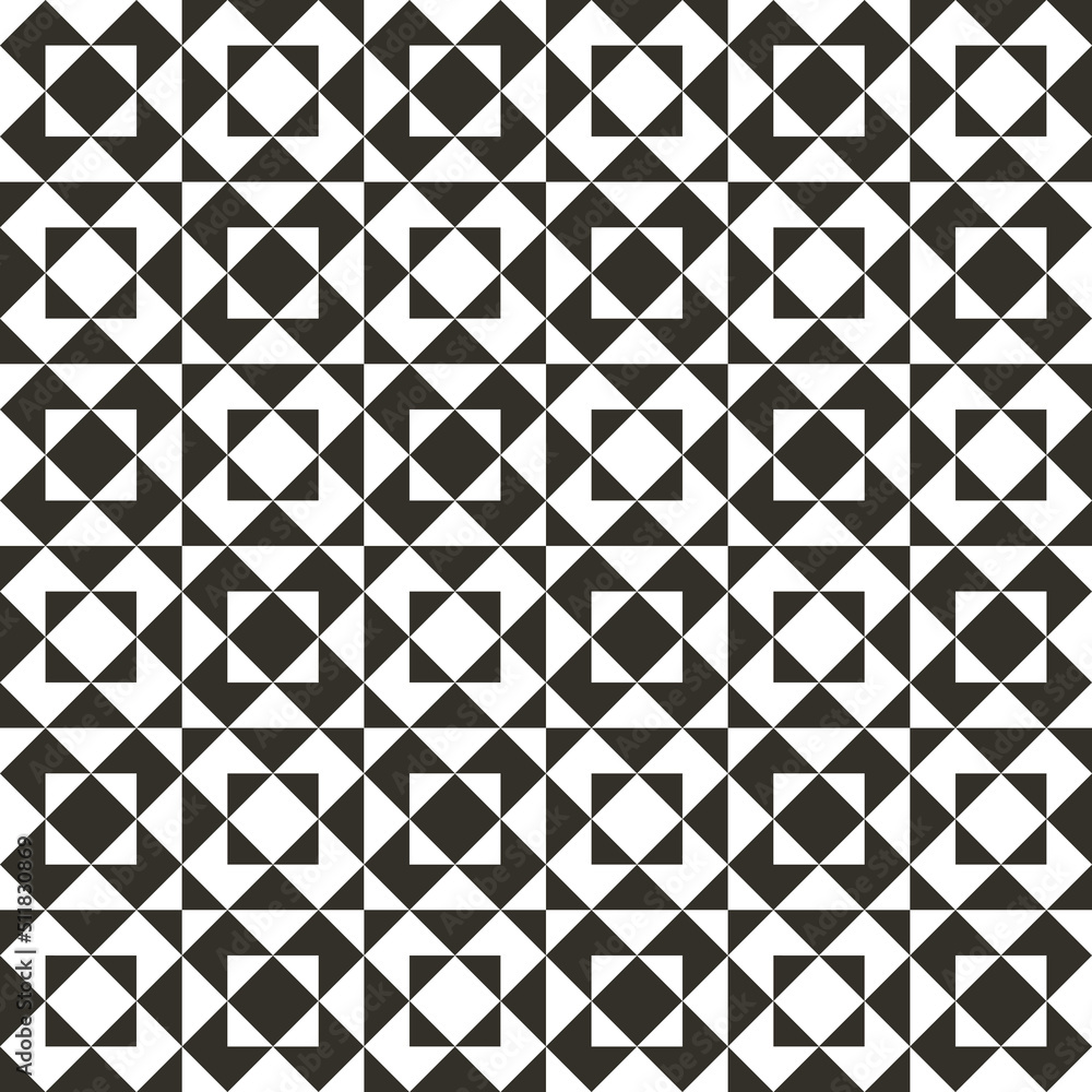 Black and white checkered tiles. Vector seamless surface for the design of pillows, notebooks, cups and interior items.