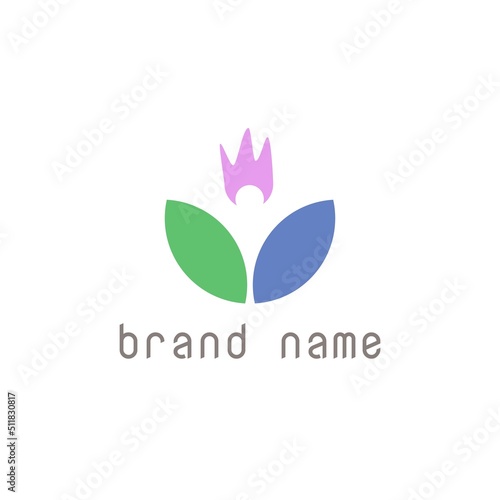 Abstract logo in the form of flowers and people with three colors. © Sofsu Contributor