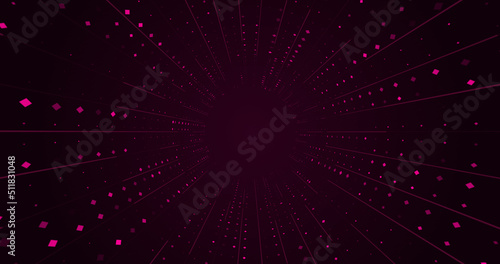 Abstract cyber purple red tunnel with sparkle diamonds. Festive maroon tunnel...