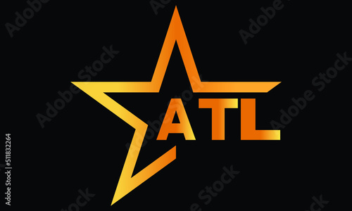 ATL golden luxury star icon three letter logo design vector template. royal logo | luxury logo | jewelry logo | premium logo | iconic logo | Victoria logo |	