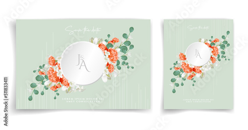 Wallpaper Mural Floral wedding card or invitation card on green background elegant and luxury style. Feel fresh with natural theme. Torontodigital.ca