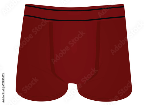 Men red underwear. front  side. vector illustration