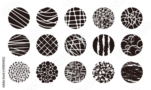 背景・装飾に使える15種類の丸アイコンセット　黒