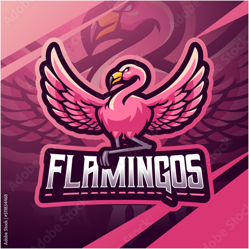 Flamingo esport mascot logo design