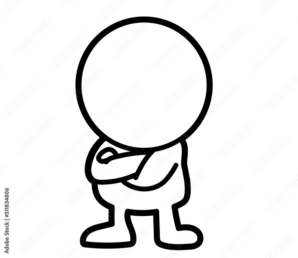 This is an illustration of a two-headed white person with his arms crossed. This is an illustration of a two-headed white person with his arms crossed.