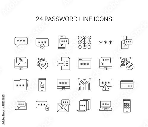 Line icon set. Password pack. Vector Illustration