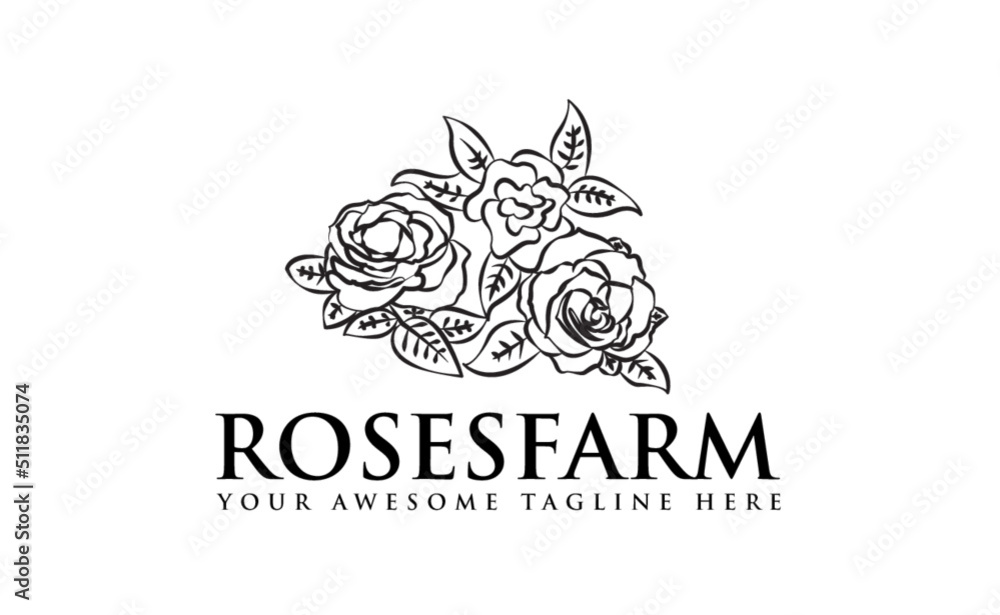 roses logo vector in line black and white roses logo vector in line black and white