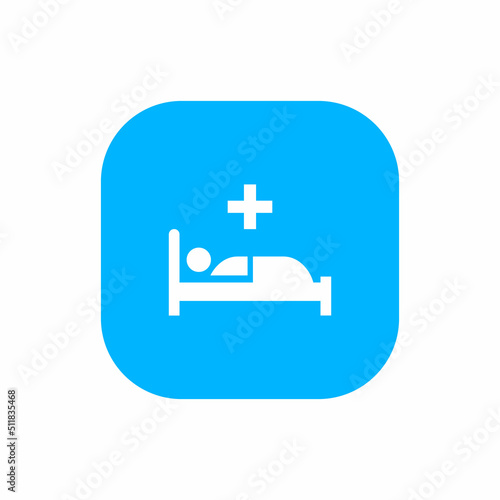 Hospital bed, medical care icon vector isolated on square background