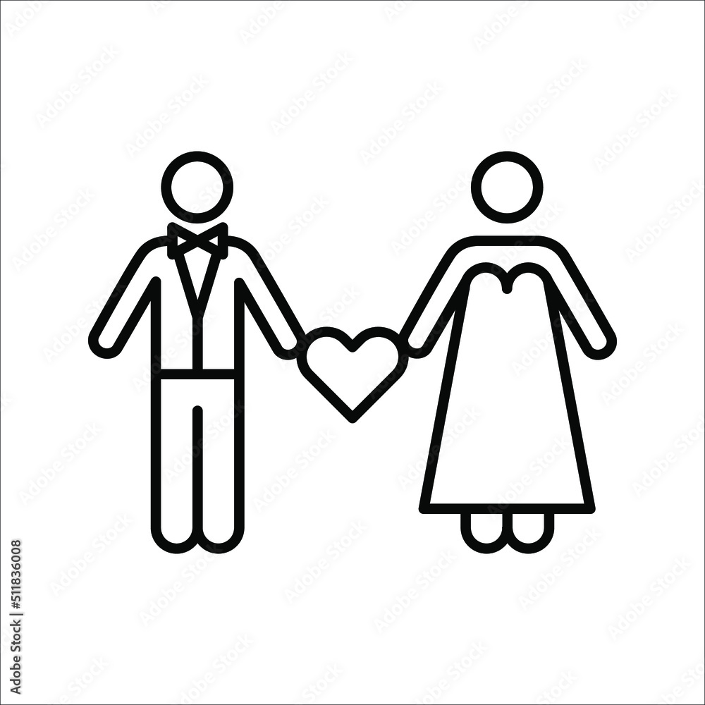 Marriage vector icon. wedding Bride Bridegroom Married Marry Marriage Icon Symbol Sign Pictogram on white background Marriage vector icon. wedding Bride Bridegroom Married Marry Marriage Icon Symbol Sign Pictogram on white background