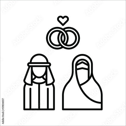 Marriage vector icon. wedding Bride Bridegroom Married Marry Marriage Icon Symbol Sign Pictogram on white background