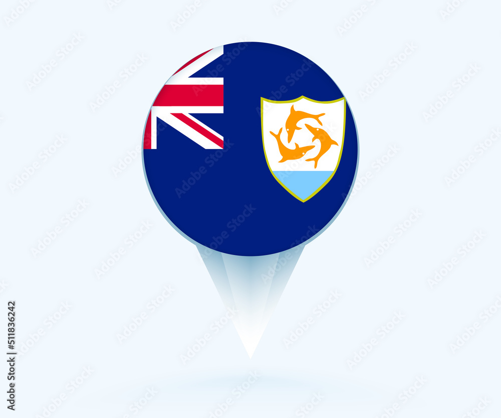 Obraz premium Map pointer with flag of Anguilla.
