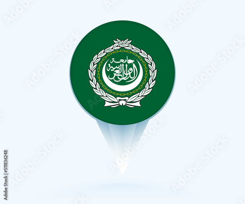 Map pointer with flag of Arab League.