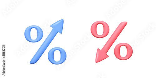 Percent with up and down arrow template. 3D design element