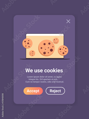 protection of personal information internet web pop up we use cookies policy notification on laptop screen