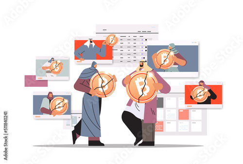 businesspeople investors with crashed coins cryptocurrency crash bitcoin price collapse crypto loss investment risk crisis