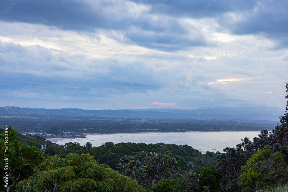 View across Byron Bay from Cape Byron State Conservation Area, New South Wales, Australia