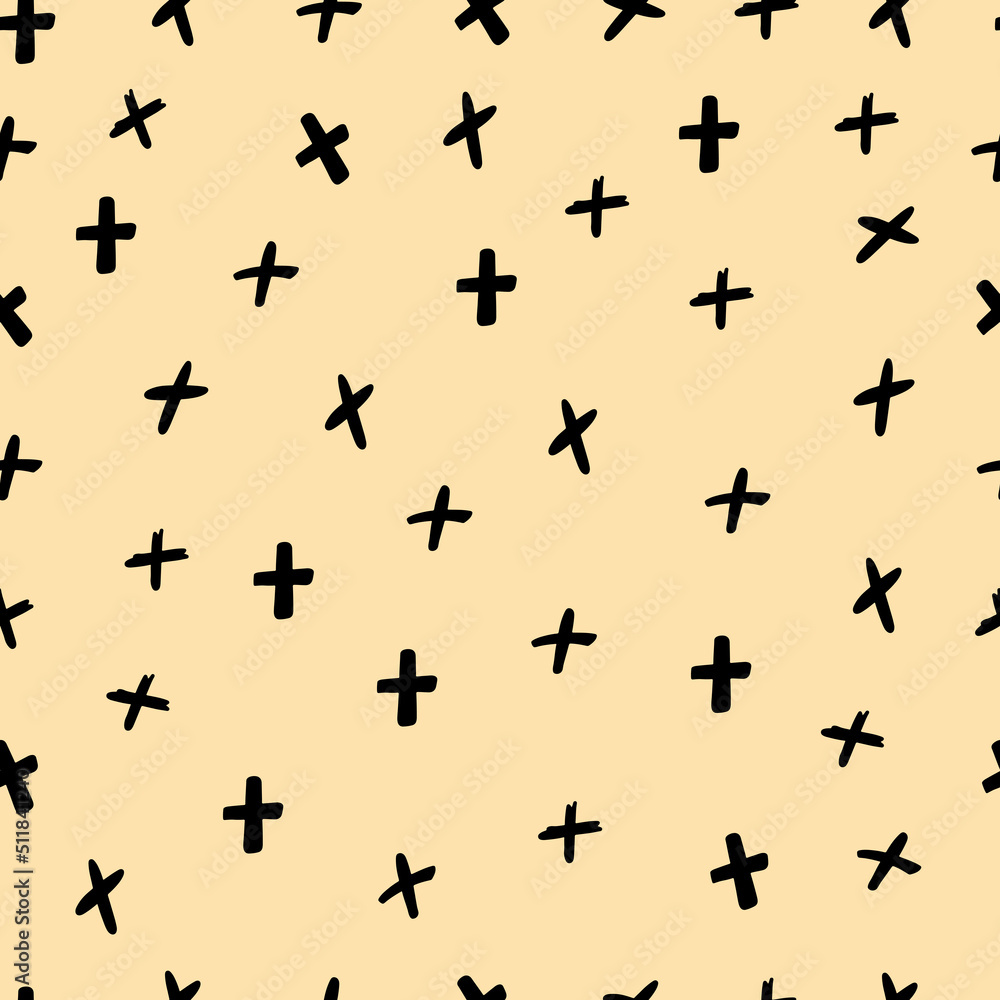 Fototapeta premium Crosses seamless pattern.Halloween hand drawn elementsVector illustration.