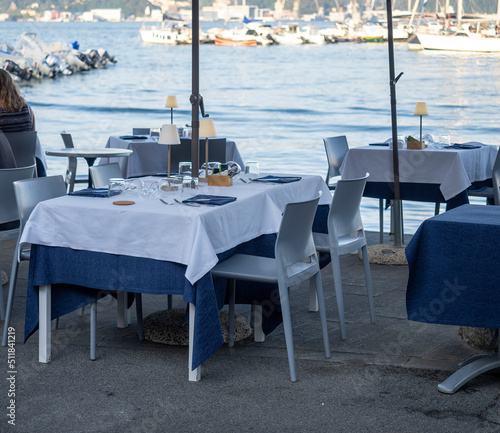 detail of table restaurant near sea in fezzano , la spezia italy © manola72