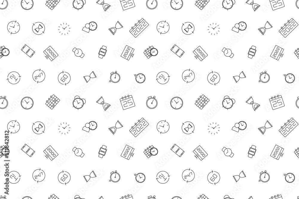 Vector time pattern. Time seamless background Vector time pattern. Time seamless background