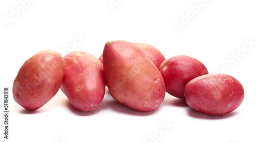 Young organic potatoes isolated on white 