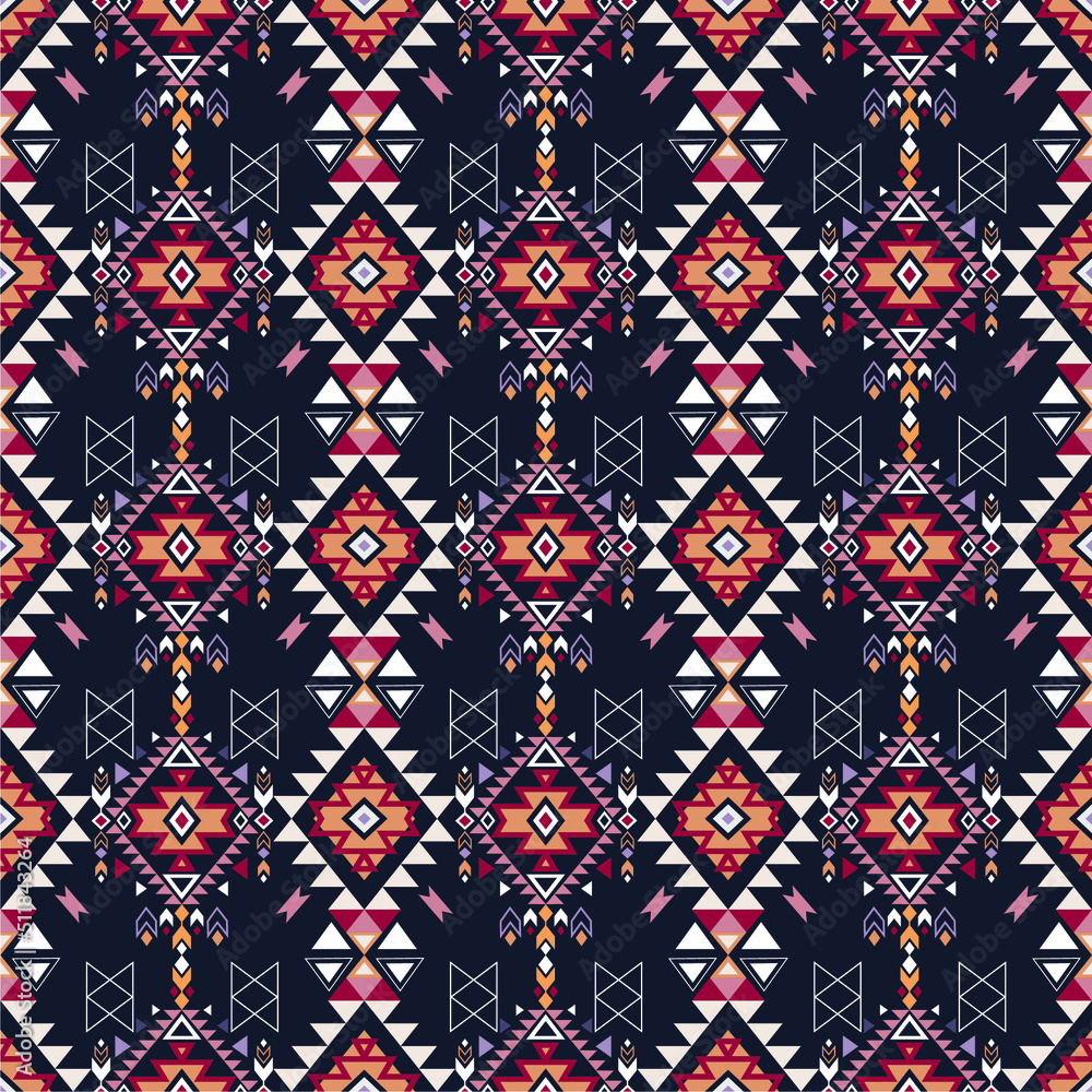 Dark ethnic tribal seamless pattern. Boho geometric style.