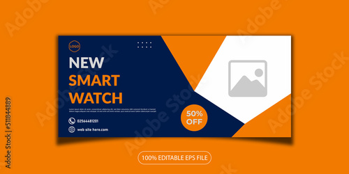 Smart watch fashion sale collection facebook cover photo design template with linkdin Instagram any social media use 